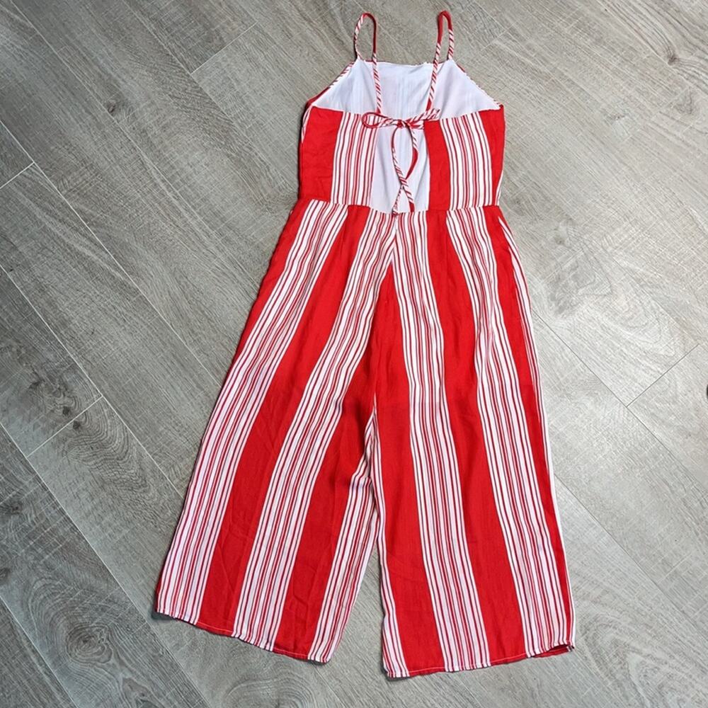 NWT LOVE, FIRE Women's Red Multi-stripe Cropped Jumpsuit - Picture 6 of 12